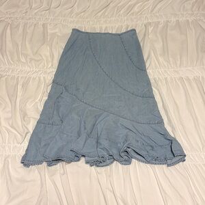 Faux denim midi skirt